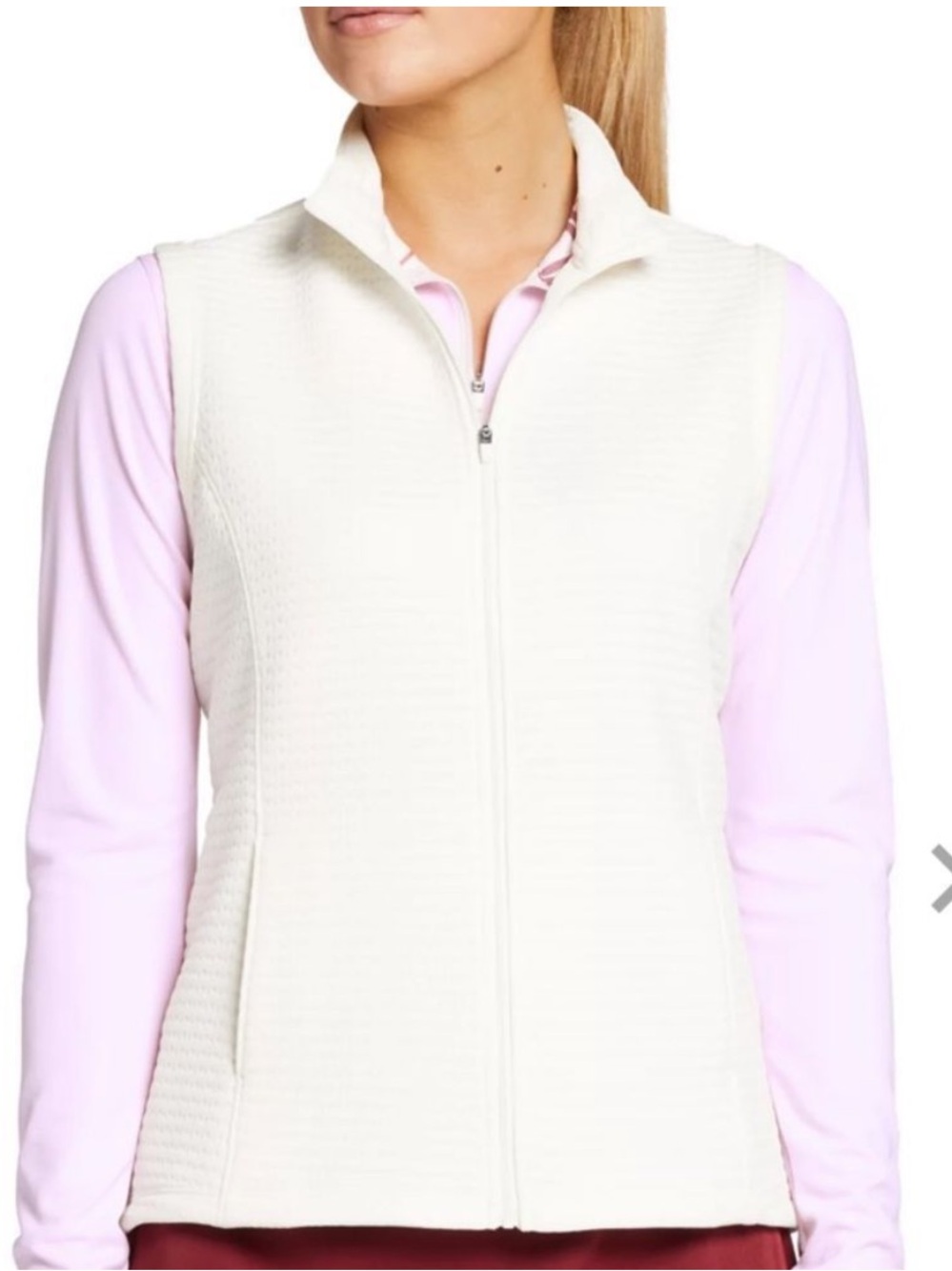Lady Hagen White Quilted Sleeveless Zip Vest • Sz M